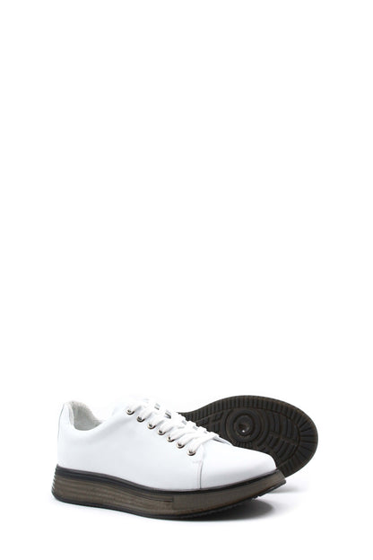 Men's White Platform Sneakers-Wessi