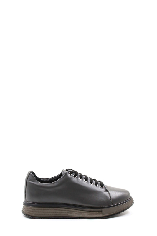 KOALA SYDNEY Men's Metallic Grey Leather Sneakers with Chunky Sole