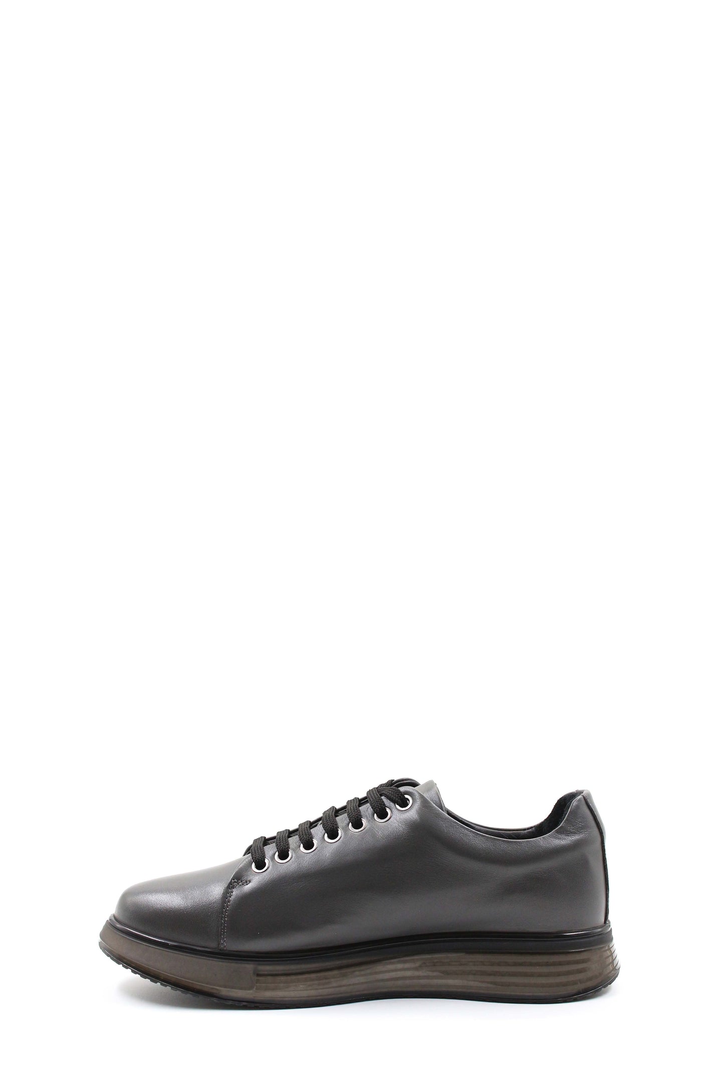 KOALA SYDNEY Men's Metallic Grey Leather Sneakers with Chunky Sole