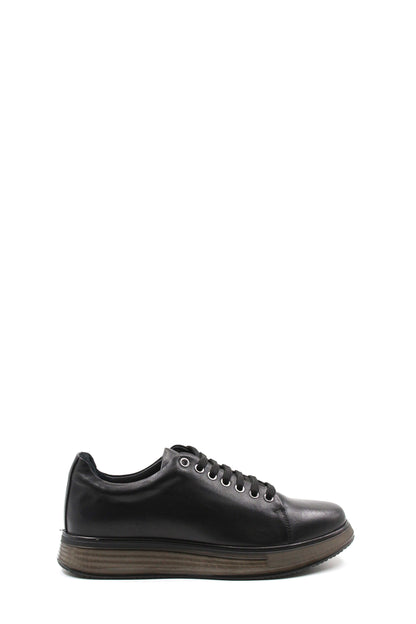 KOALA SYDNEY Men's Black Leather Sneakers with Chunky Sole and Stylish Lace-Up Design