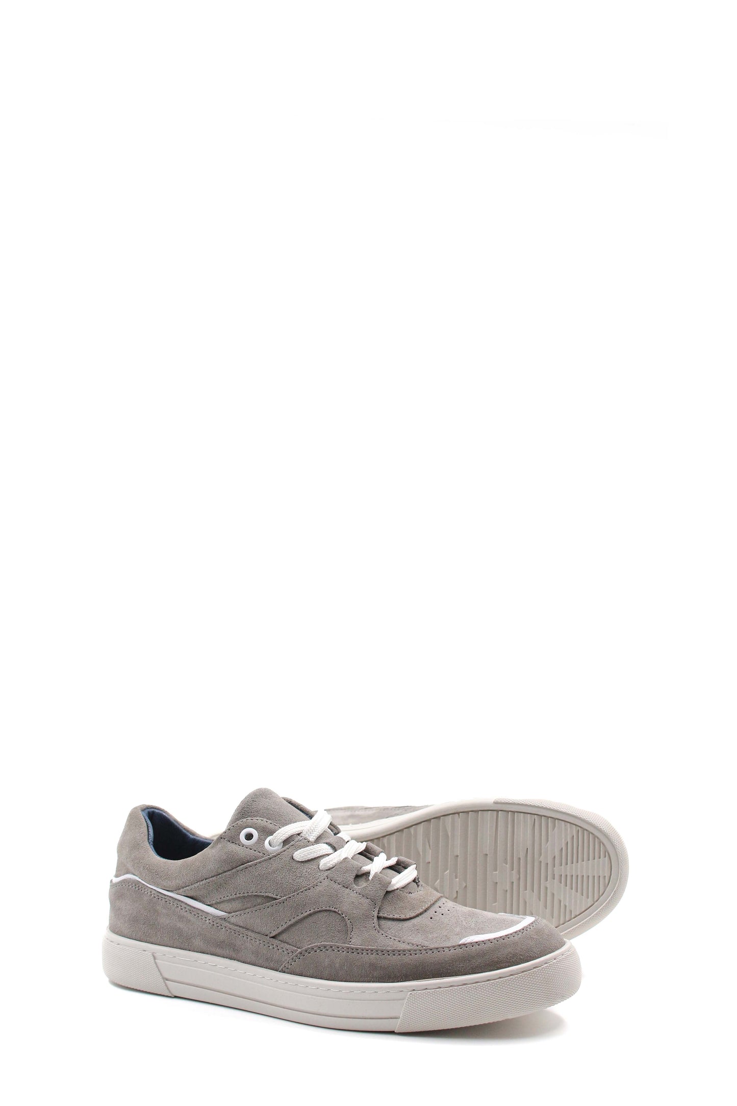 KOALA SYDNEY Men's Grey Suede Casual Sneakers with White Laces