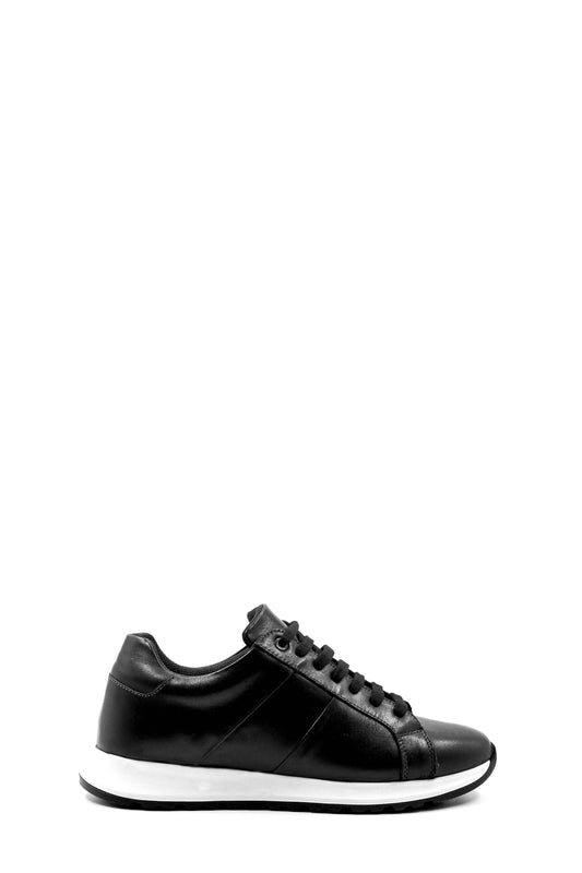 KOALA SYDNEY Men's Black Leather Sneakers with White Contrast Sole