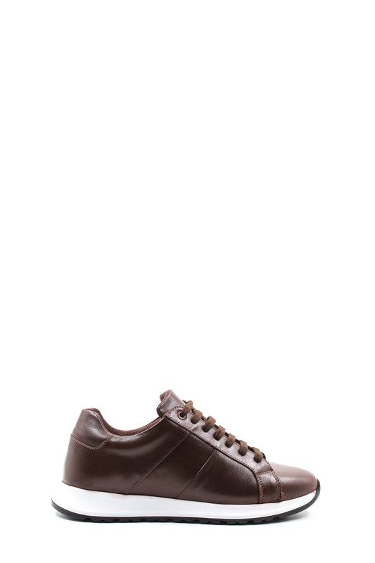 KOALA SYDNEY Men's Brown Leather Sneakers with Contrast Sole