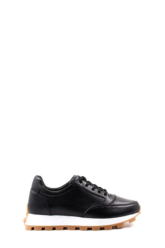 KOALA SYDNEY Men's Black Leather Sneakers with Gum Sole and White Midsole