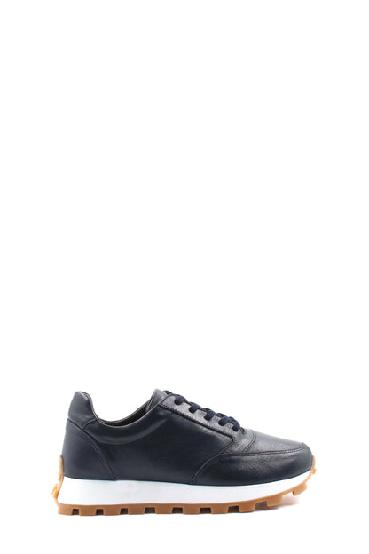 Navy Leather Retro Sneakers Wessi
