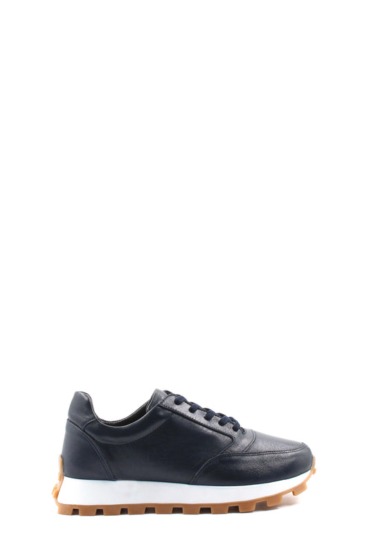 Navy Leather Retro Sneakers Wessi