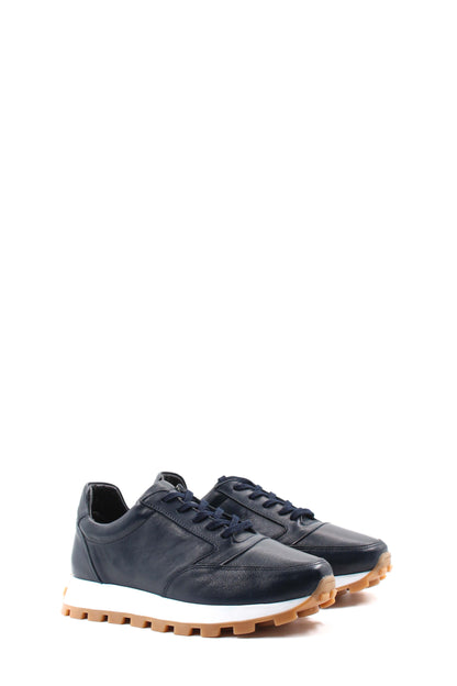 Navy Leather Retro Sneakers Wessi