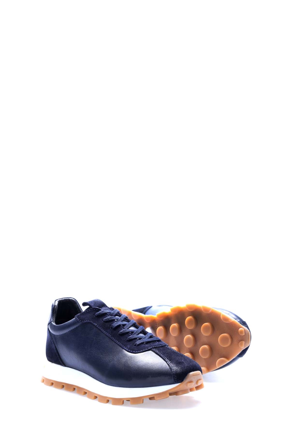 Hakiki Deri Erkek Casual Ayakkabı 154MA9000 Lacivert Süet