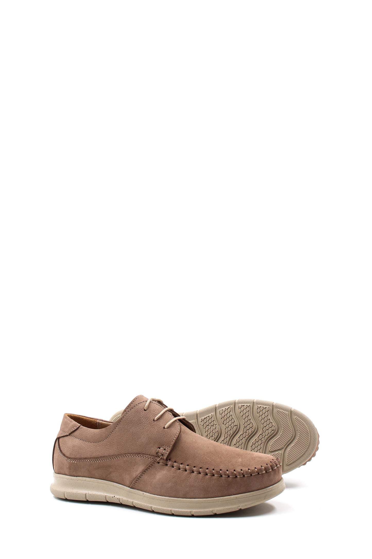 KOALA SYDNEY Men's Taupe Suede Lace-Up Shoes with Moc Toe and Cushioned Sole