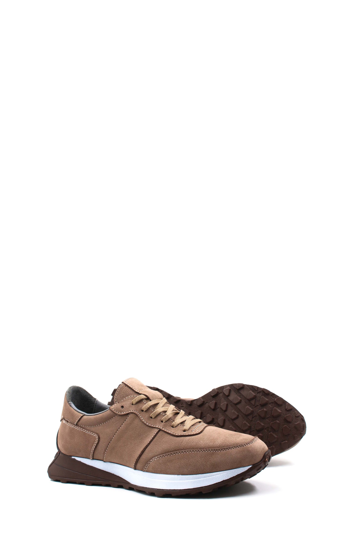 KOALA SYDNEY  Men's Beige Suede Lace-Up Sneakers with Cushioned Sole -