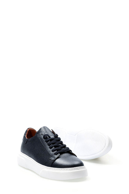 Hakiki Deri Erkek Casual Ayakkabı 401MA777 Lacivert Beyaz