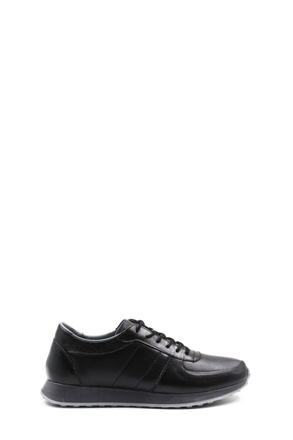 KOALA SYDNEY Men's Black Leather Sneakers with Grey Sole