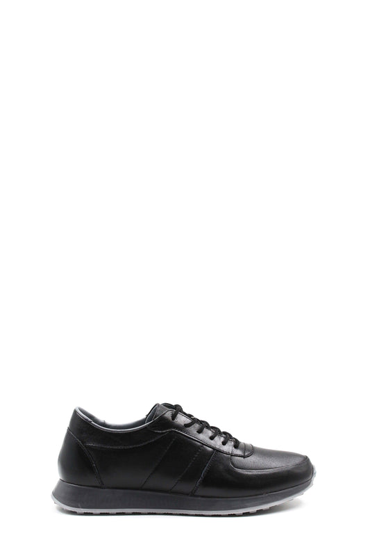 KOALA SYDNEY Men's Black Leather Sneakers with Grey Sole