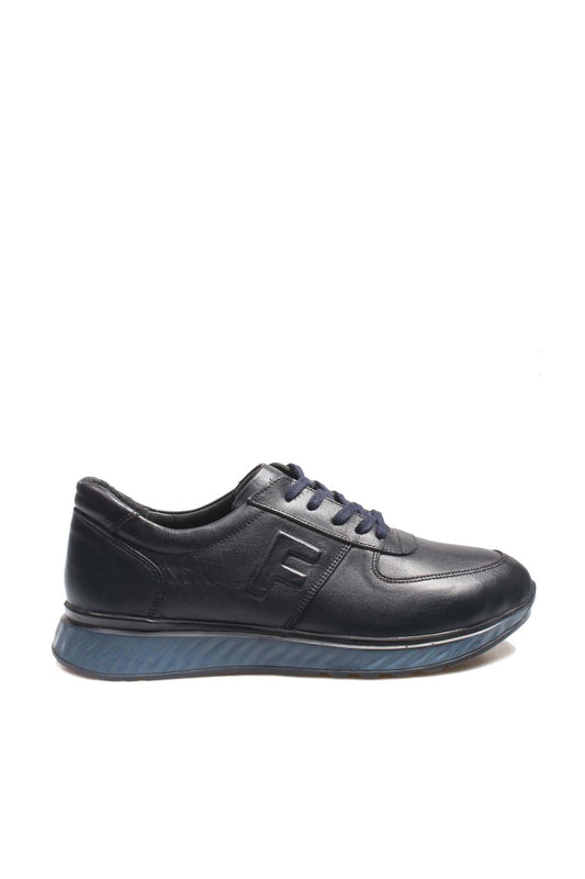 KOALA SYDNEY Men's Navy Blue Leather Sneakers with Blue Sole