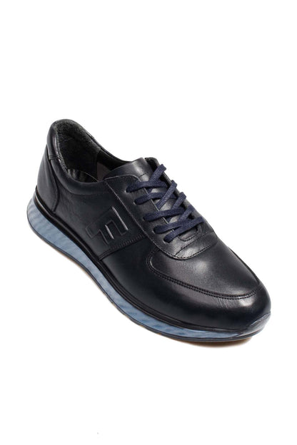 KOALA SYDNEY Men's Navy Blue Leather Sneakers with Blue Sole