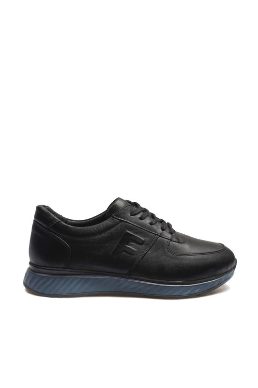 KOALA SYDNEY Men's Black Leather Casual Shoes with Blue Sole