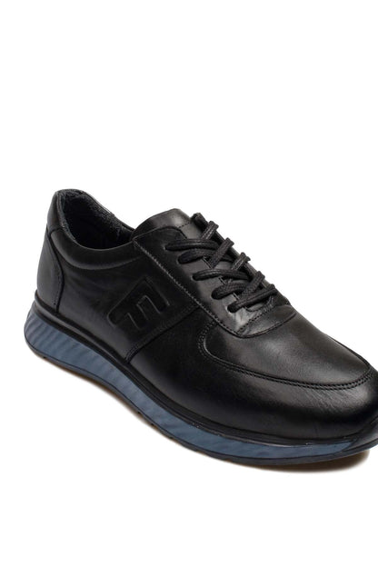 KOALA SYDNEY Men's Black Leather Casual Shoes with Blue Sole