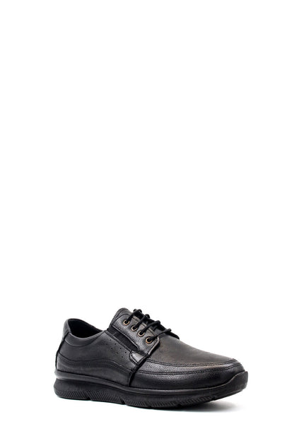 Men's Black Leather Casual Shoes-Wessi
