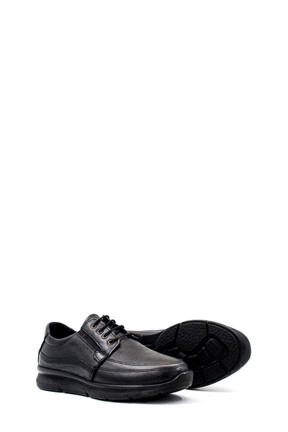 Men's Black Leather Casual Shoes-Wessi