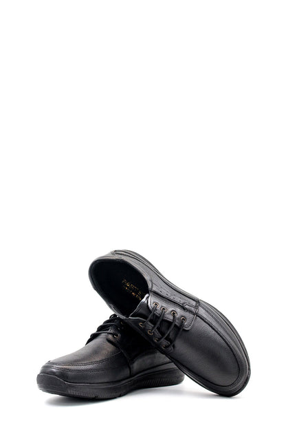 Men's Black Leather Casual Shoes-Wessi