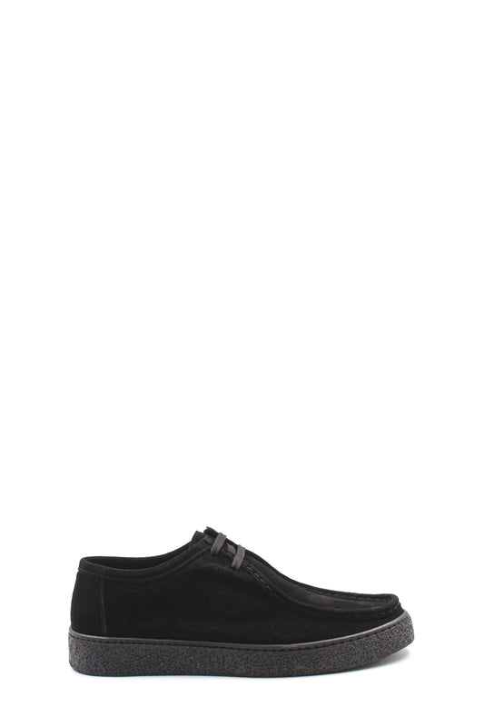 KOALA SYDNEY Men's Black Suede Casual Shoes with Textured Sole and Lace-Up Design