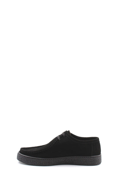 KOALA SYDNEY Men's Black Suede Casual Shoes with Textured Sole and Lace-Up Design