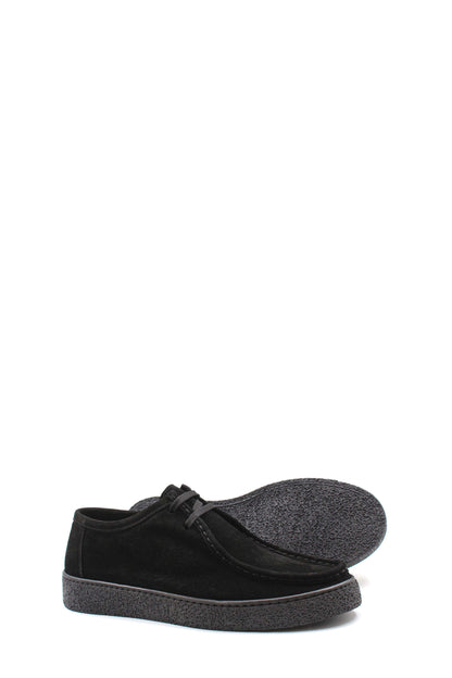 KOALA SYDNEY Men's Black Suede Casual Shoes with Textured Sole and Lace-Up Design