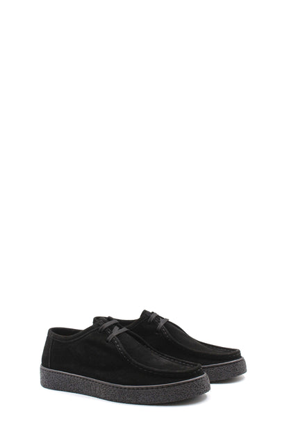 KOALA SYDNEY Men's Black Suede Casual Shoes with Textured Sole and Lace-Up Design