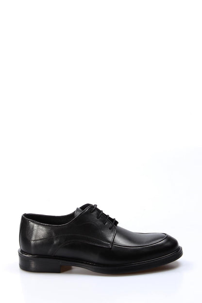 KOALA SYDNEY Men's Black Leather Derby Shoes with Subtle Stitch Detailing