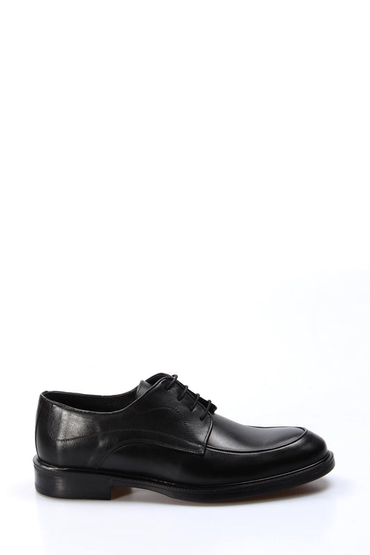 KOALA SYDNEY Men's Black Leather Derby Shoes with Subtle Stitch Detailing
