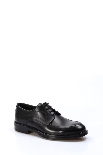 KOALA SYDNEY Men's Black Leather Derby Shoes with Subtle Stitch Detailing