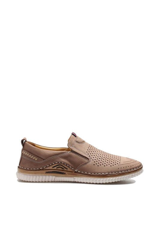 KOALA SYDNEY Men's Beige Perforated Slip-On Loafers with Cushioned Sole
