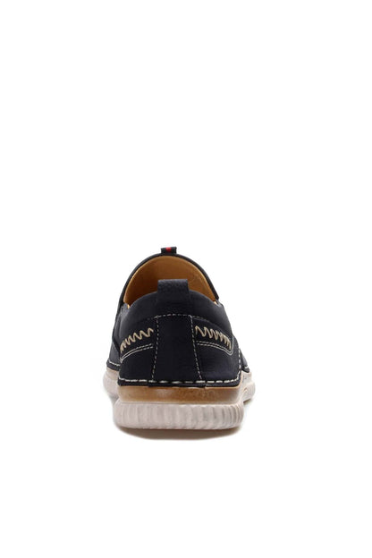 KOALA SYDNEY Men's Navy Blue Perforated Slip-On Loafers with Contrast Stitching and Cushioned Sole