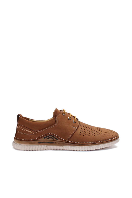 KOALA SYDNEY Men's Tan Perforated Casual Derby Shoes
