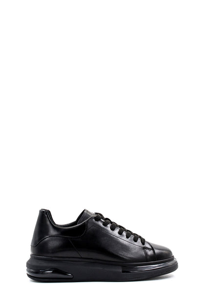 KOALA SYDNEY Men's Black Leather Sneakers with Cushioned Sole and Sleek Design