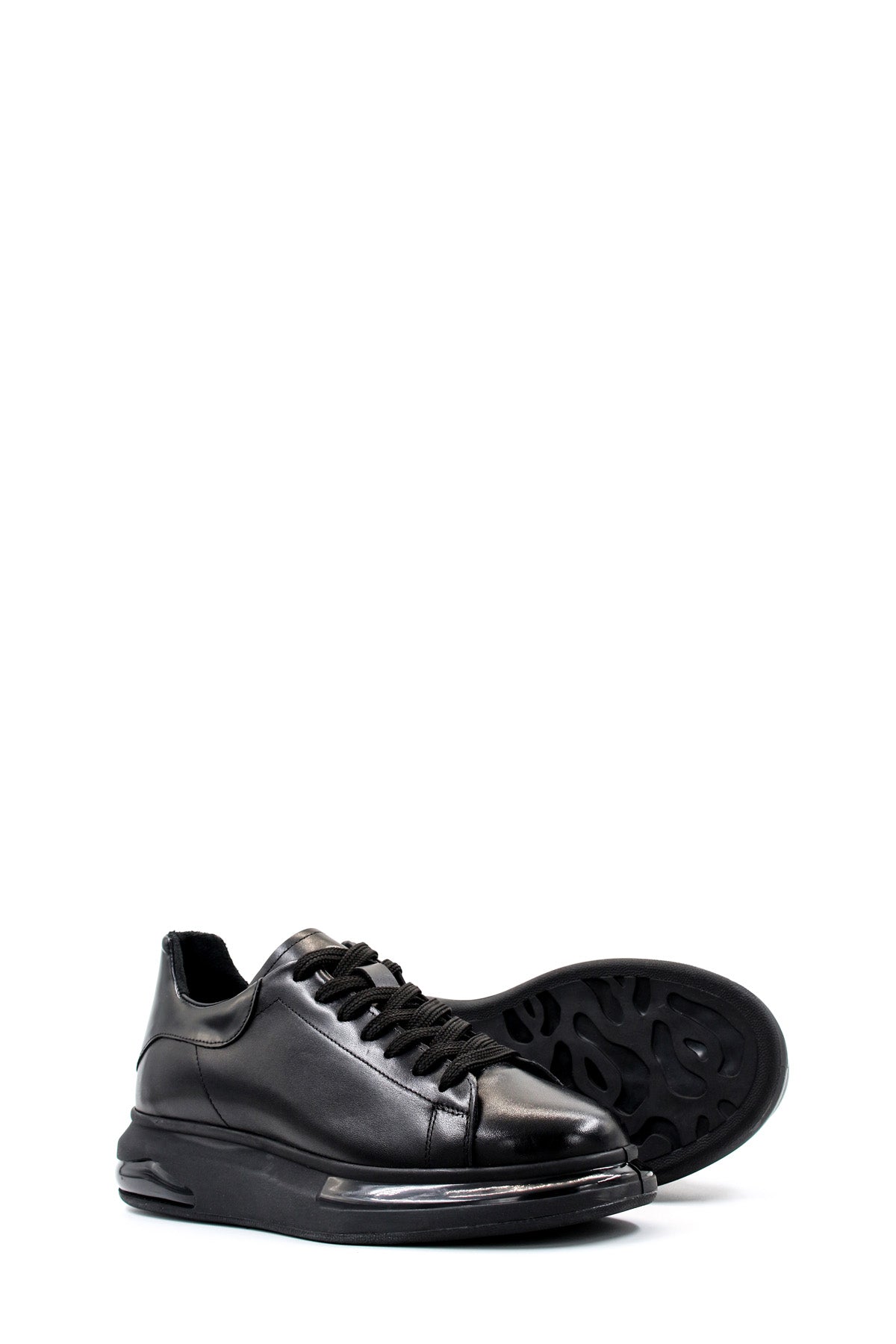 KOALA SYDNEY Men's Black Leather Sneakers with Cushioned Sole and Sleek Design