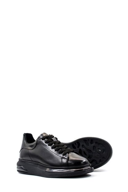 KOALA SYDNEY Men's Black Leather Sneakers with Cushioned Sole and Sleek Design