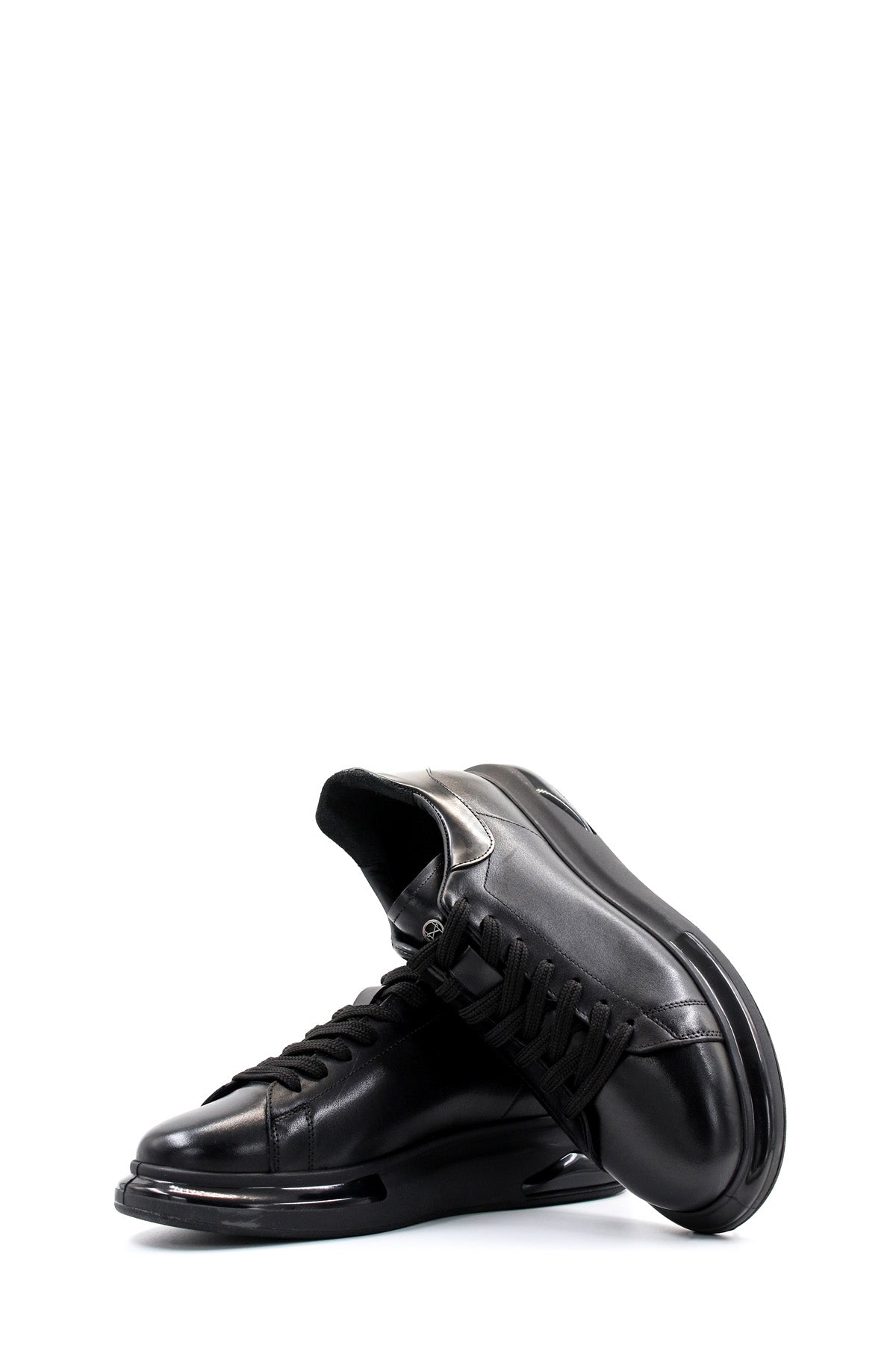 KOALA SYDNEY Men's Black Leather Sneakers with Cushioned Sole and Sleek Design