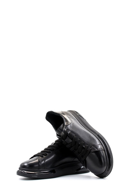 KOALA SYDNEY Men's Black Leather Sneakers with Cushioned Sole and Sleek Design