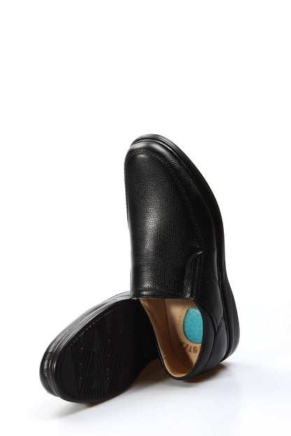 KOALA SYDNEY Men's Black Leather Slip-On Shoes with Cushioned Sole
