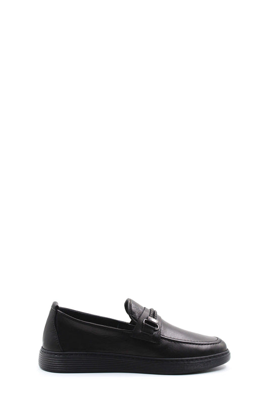 KOALA SYDNEY  Men's Black Leather Buckle Loafers-Wessi