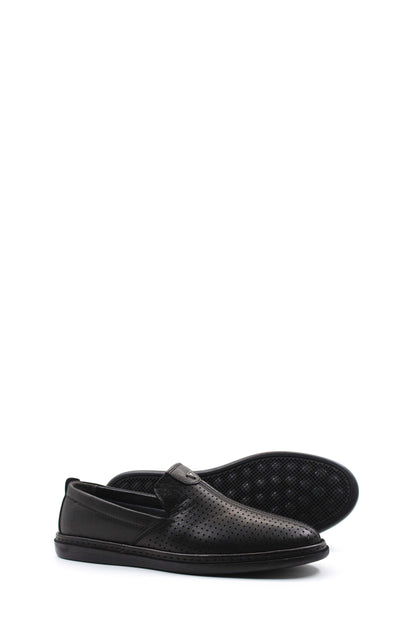 Perforated Black Slip-Ons-Wessi