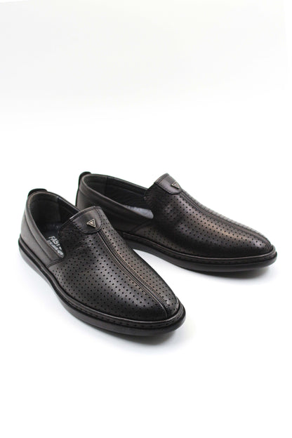 Perforated Black Slip-Ons-Wessi