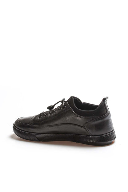 KOALA SYDNEY Men's Black Leather Sneakers with Lace-Up Closure and Textured Sole