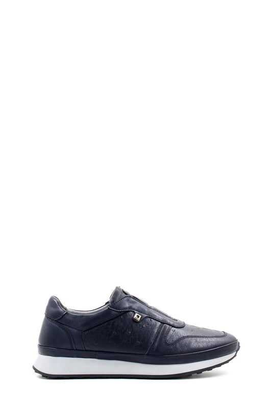 KOALA SYDNEY Men's Navy Blue Leather Slip-On Sneakers with Embossed Detailing