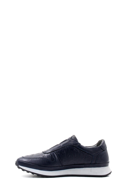 KOALA SYDNEY Men's Navy Blue Leather Slip-On Sneakers with Embossed Detailing