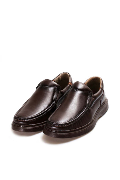 Men's Black Leather Cushioned Slip-On Loafers