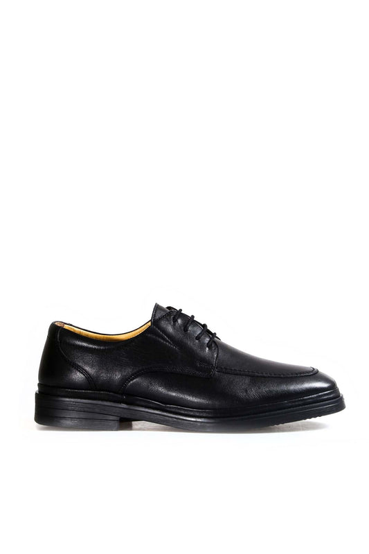KOALA SYDNEY Men's Black Leather Derby Shoes with Moc Toe Stitching