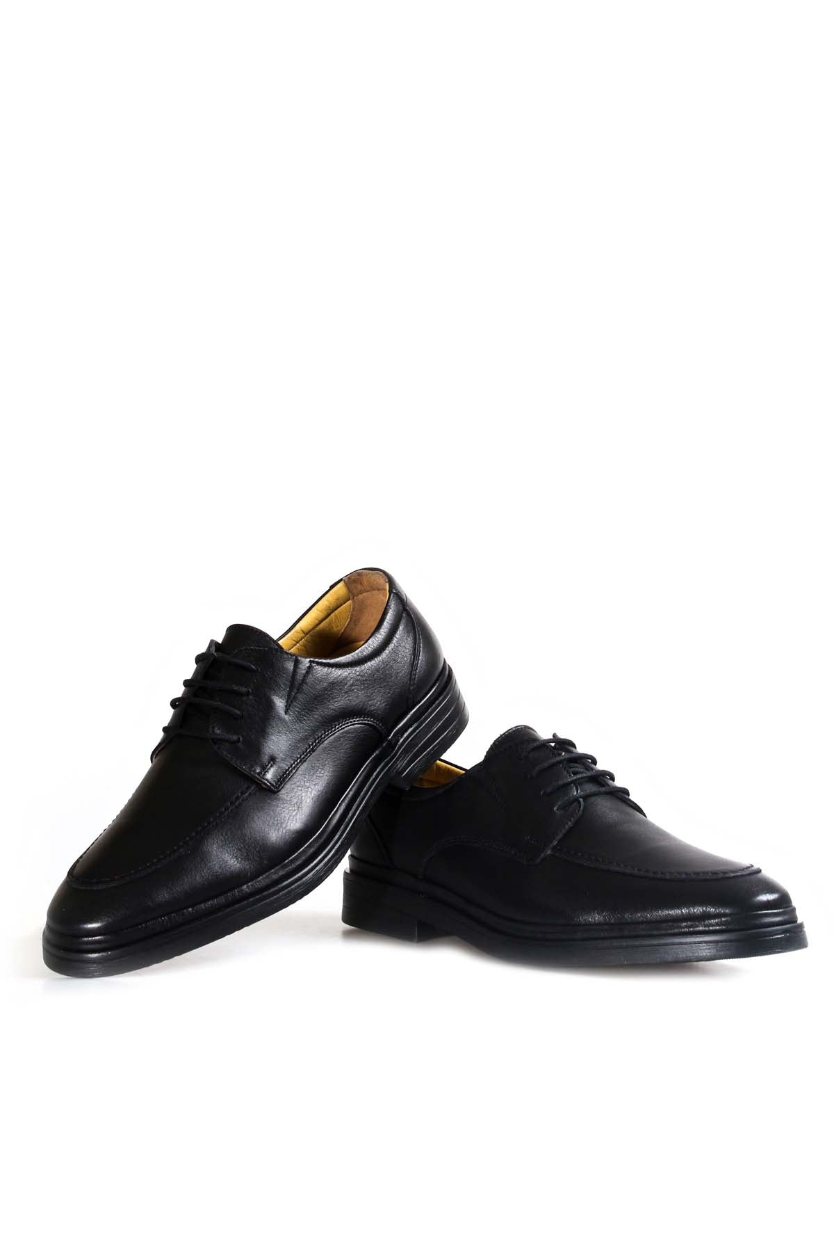 KOALA SYDNEY Men's Black Leather Derby Shoes with Moc Toe Stitching