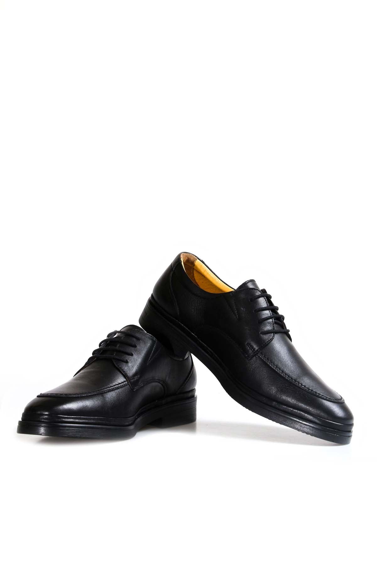 KOALA SYDNEY Men's Black Leather Derby Shoes with Moc Toe Stitching